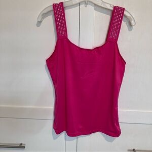 ChicMe Fuchsia Rhinestone Embellished Tank Top, XL